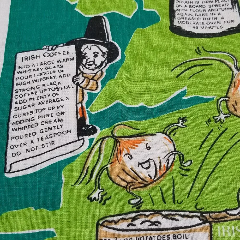 Vintage Irish Recipes Linen Tea Towel – A Nostalgic Kitchen Treasure - Picture 8 of 15
